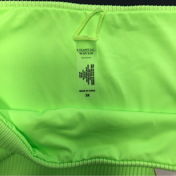 NEW Coastal Waves Caged High Waist Halter Plus Size Bikini Set Lime Green NWT 3X - Picture 10 of 12